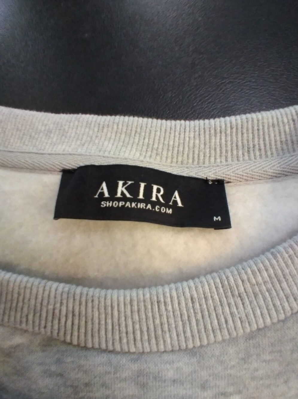 Akira  Brand Gray Cropped Sweatshirt with Red 'A' and Yellow Puff Sleeves Size M - Picture 10 of 11